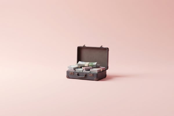Une valise avec des billets